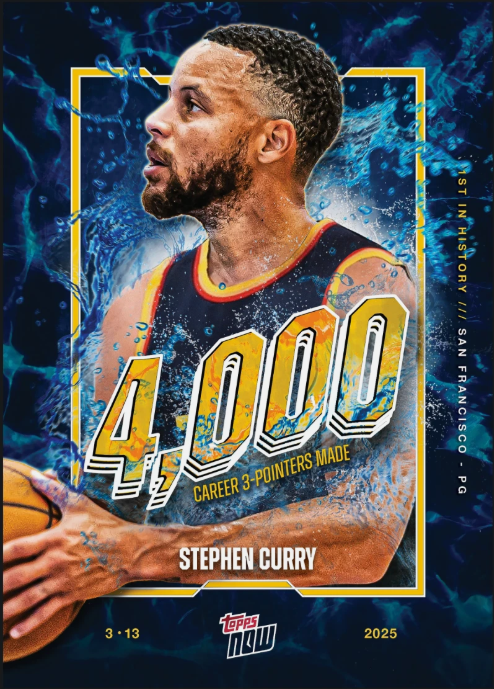 Steph Curry - 2024-25 Topps NOW Basketball 4千顆3分